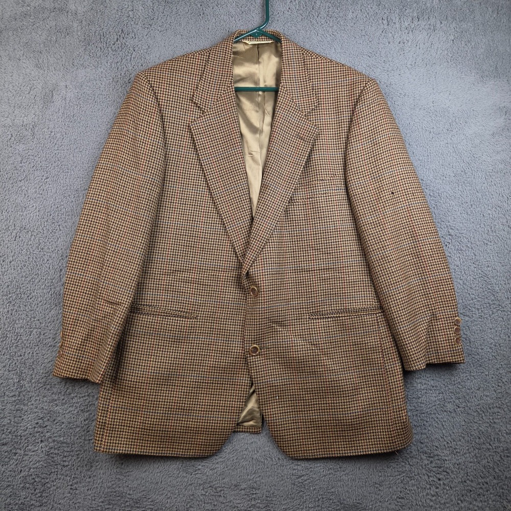 Vintage Palm Beach Wool Blazer Men's 44R Strouse's Brown Herringbone 2 Button